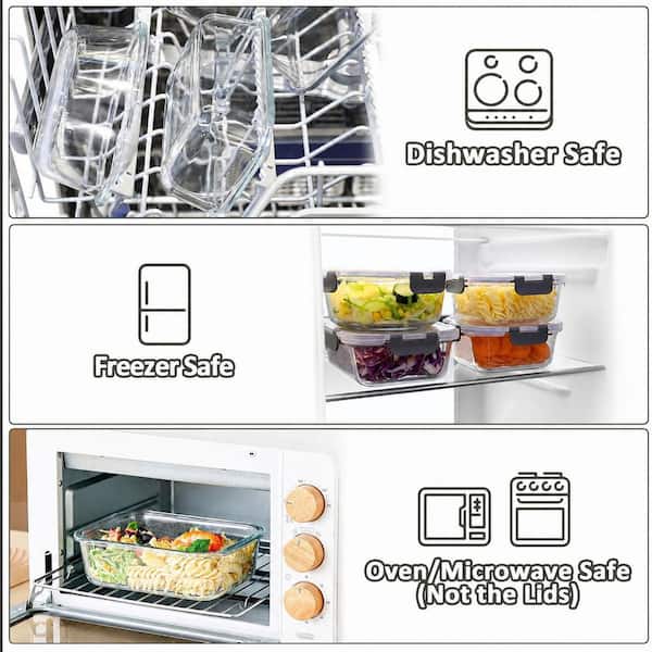 KHKFY 36 oz. Glass Meal Prep Containers with Snap Locking Airtight