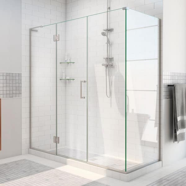 DreamLine Unidoor-X 52.5 in. W x 30-3/8 in. D x 72 in. H Frameless Hinged Shower Enclosure in Brushed Nickel