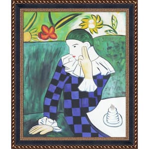 Harlequin Leaning On His Elbow by Pablo Picasso Verona Black & Gold Framed Oil Painting Art Print 24.75 in. x 28.75 in.