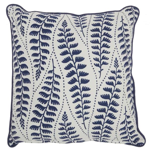 HomeRoots Jordan Blue Geometric Cotton 18 in. X 18 in. Throw Pillow