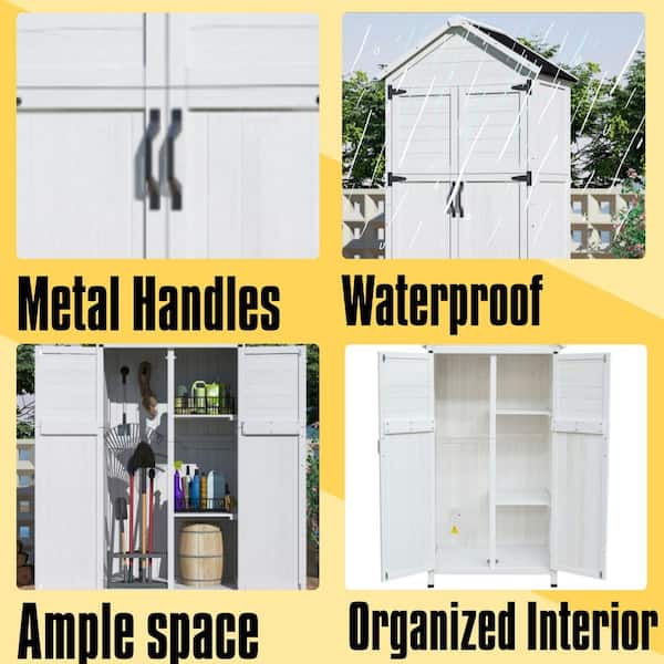 1.6 ft. W x 2.5 ft. D Wood Storage Shed with Double Doors in White (3.5 sq. ft. )