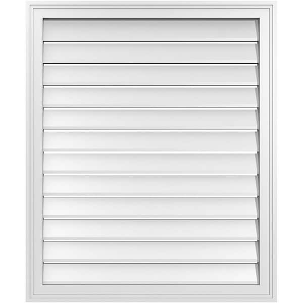 Ekena Millwork 30 in. x 36 in. Vertical Surface Mount PVC Gable Vent: Functional with Brickmould Frame