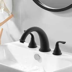 Modern 8 in. Widespread Double-Handle High-Arc Bathroom Faucet in Matte Black