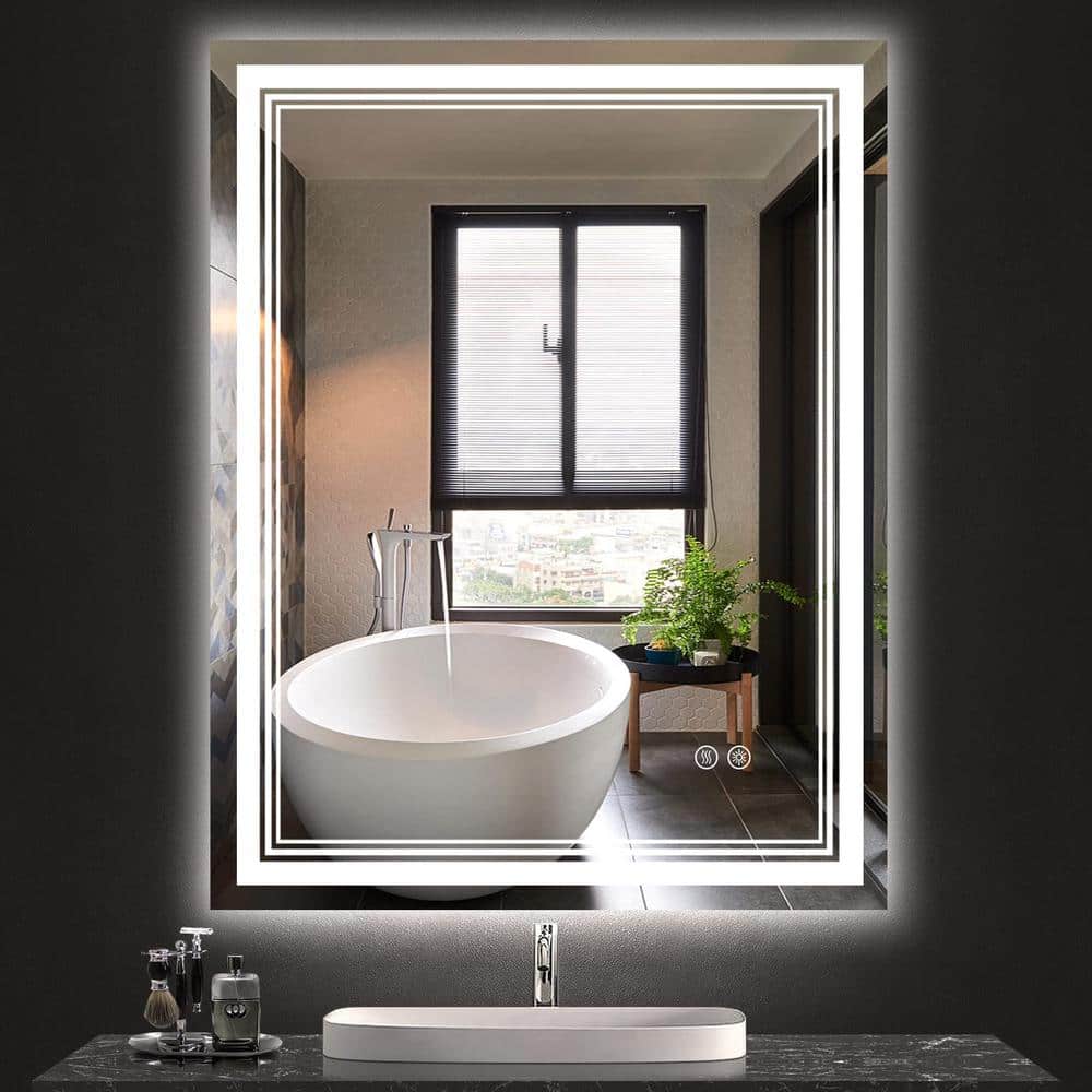 24 in. W x 36 in. H Rectangular Aluminum Framed Anti-Fog LED Lighted Wall B