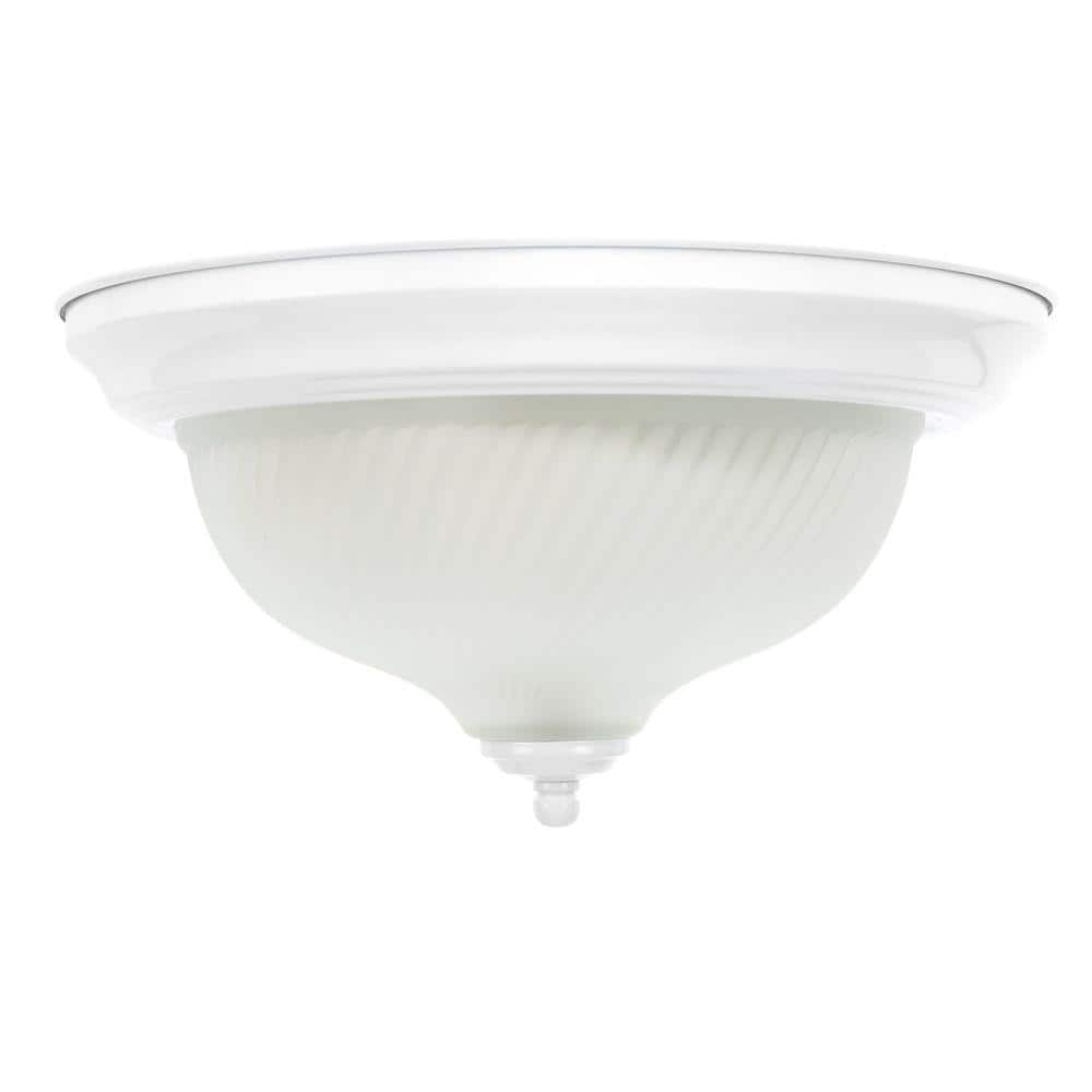 11 in. 2-Light White Flush Mount