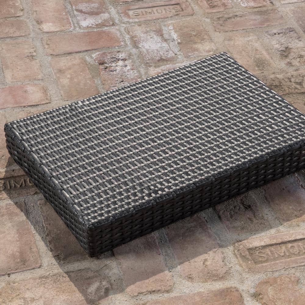 Gray Wicker Outdoor Chaise Lounge Set with Armrests and Side Table