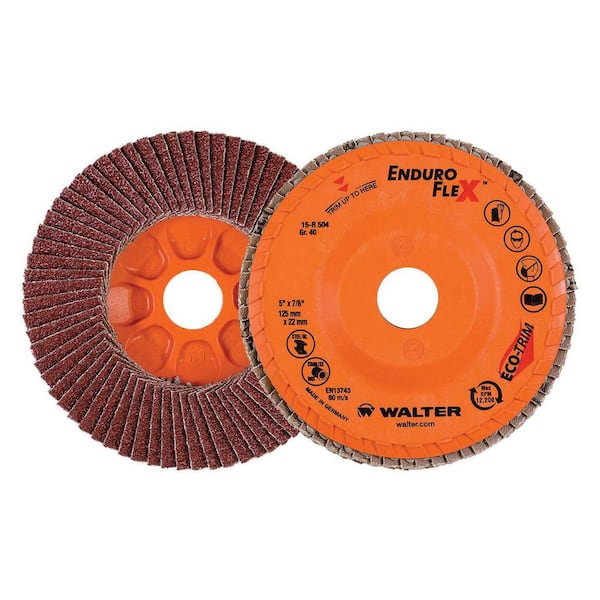 WALTER SURFACE TECHNOLOGIES ENDURO-FLEX 5 in. x 7/8 in. Arbor GR40 the Longest Life Flap Disc (10-Pack)