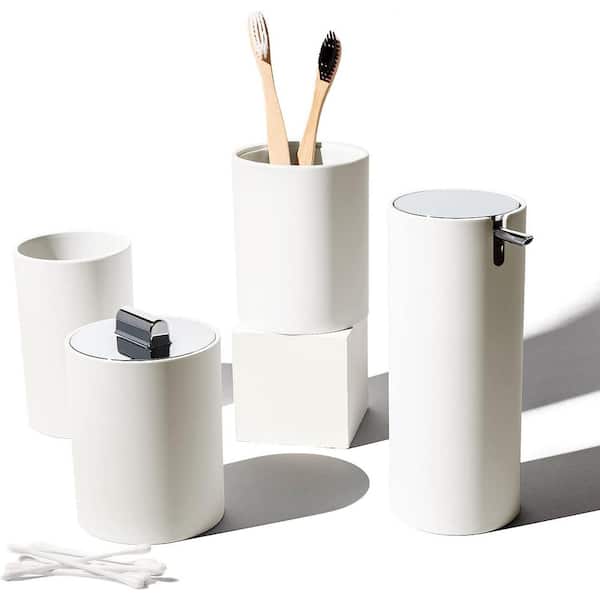 Dyiom 4 -Pieces White Bathroom Accessories Set Complete. B08R62YDHS ...