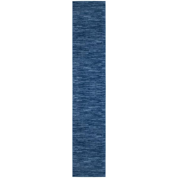 Essentials 2 ft. x 14 ft. Navy Blue Solid Contemporary Kitchen Runner Indoor/Outdoor Area Rug