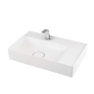Vision 6160 WG Glossy White Ceramic Rectangle Vessel Bathroom Sink