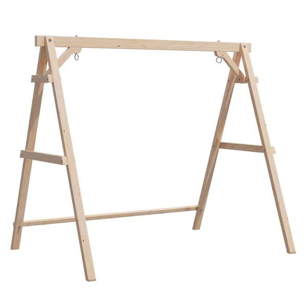 84 in. 3-Person Nature Wood Porch Patio Swing Stand