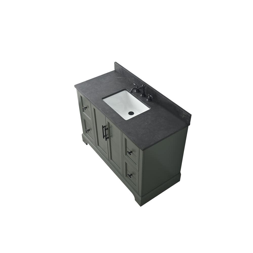 Vintage Green 48" Single Sink Bathroom Vanity with Stone Top