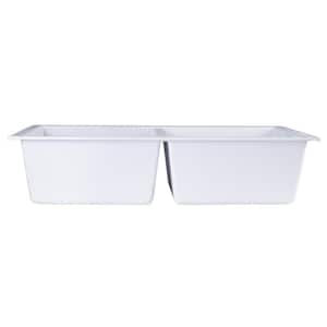 Undermount Granite Composite 33.88 in. 50/50 Double Bowl Kitchen Sink in White