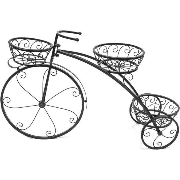 SUGIFT Decorative Outdoor Black Metal Garden Cart and Plant Stand (3Tiered) SGFT88361 The