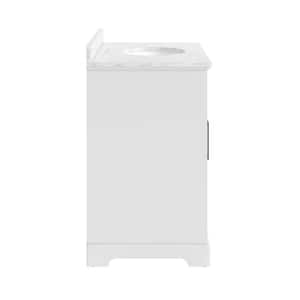 Washington 36 in. W x 21.5 in. D x 35 in. H Single Sink Freestanding Bath Vanity in White with White Carrara Marble Top