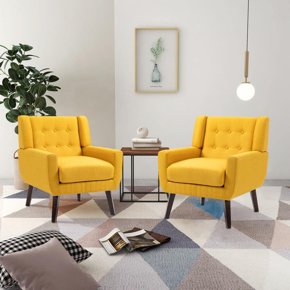 Yellow Set Of 2 Uixe Accent Chairs Sf Ye 2 64 1000 