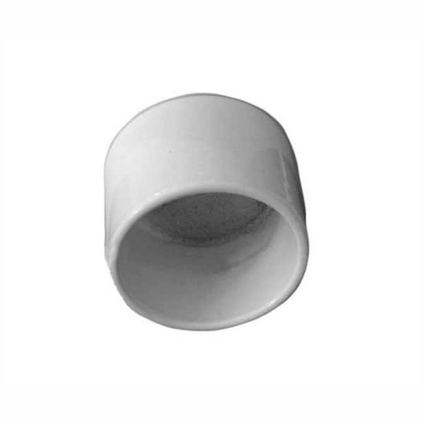 1.9 in. Aluminum Round ADA Handrail Exterior Fit White End Bracket