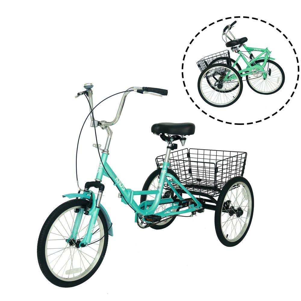 20 in. Adult Folding Bikes with 3 Wheel in Teal Blue