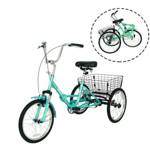 20 in. Adult Folding Bikes with 3 Wheel in Teal Blue