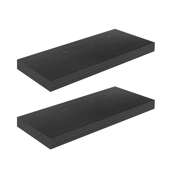 Unbranded 24 in. W x 9.3 in. D Black Floating Shelves Decorative Wall Shelf (Set of 2)