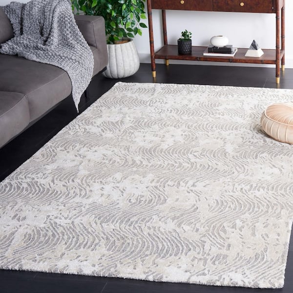 Glamour 3 ft. x 5 ft. Light Gray/Ivory Abstract High-Low Area Rug