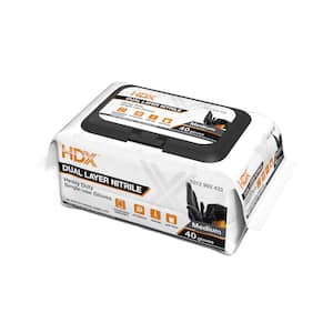 Pop-N-Go Black Disposable Heavy Duty Nitrile Gloves, Size Medium (40-Count)