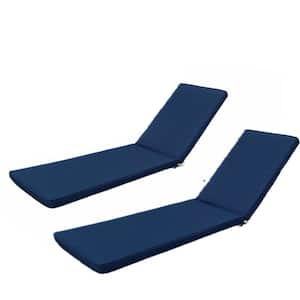 2-Piece 74.4 in. x 22.05 in. Replacement Outdoor Chaise Lounge Cushion in Navy Blue