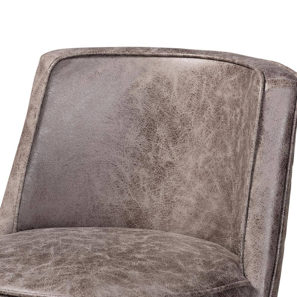 Adams Walnut Brown Swivel Bar Stools with Grey Upholstery, Set of 2