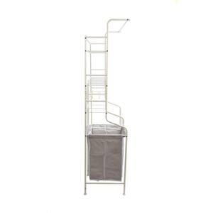 White Metal Laundry Shelf/Rack with Laundry Basket