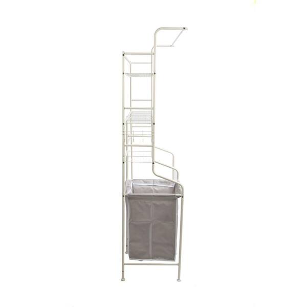 Mind Reader White Metal Laundry Shelf/Rack with Laundry Basket LGWRACK