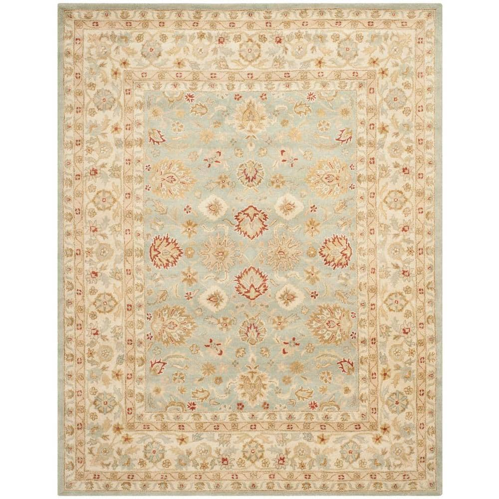 SAFAVIEH Antiquity Grey Blue/Beige 8 ft. x 10 ft. Speckled Border