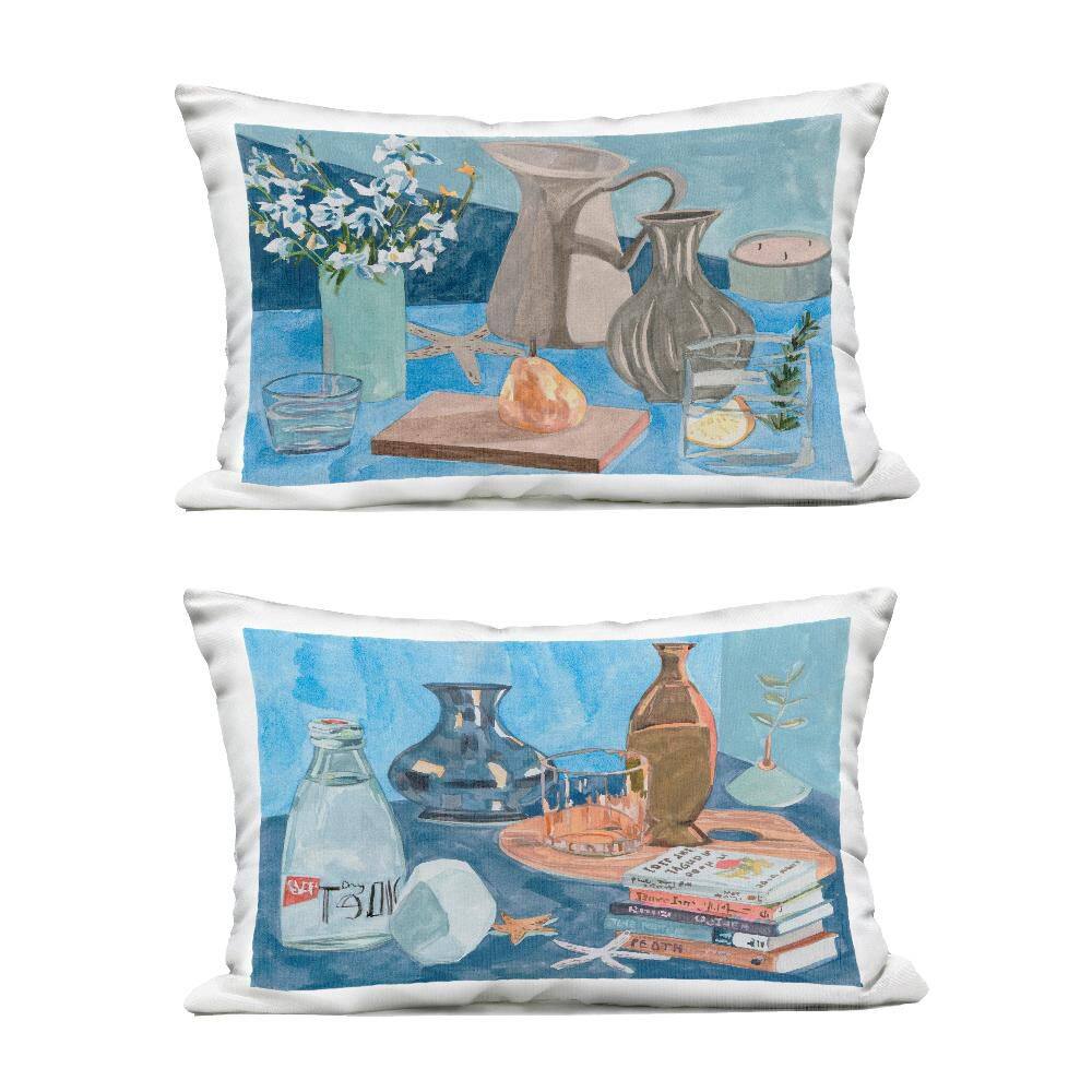 Coastal Themed Still Lifes Blue Rectangular Outdoor Throw Pillow 2-Pack price history on PriceWatchPro