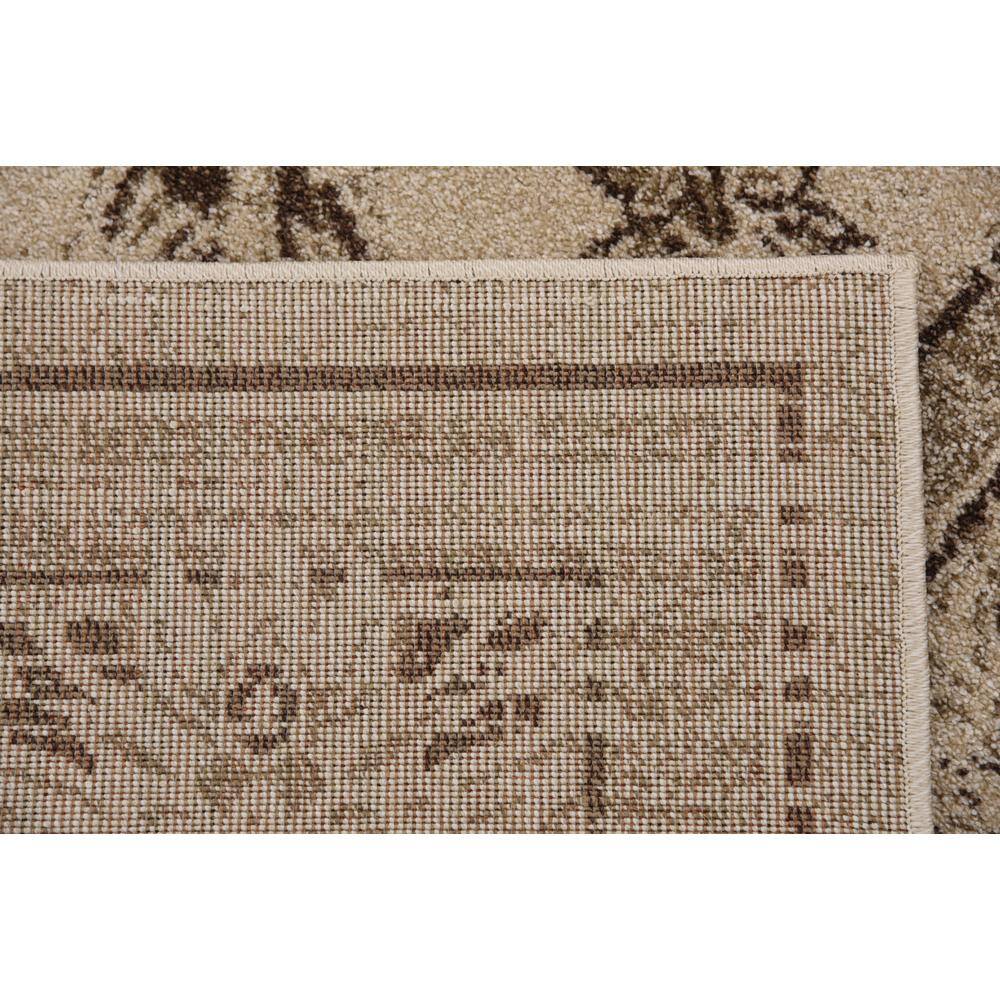 Ivory and Brown Floral Easy-Care Synthetic Area Rug, 6' x 9'
