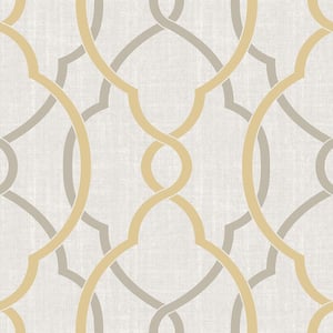 30.75 sq. ft. Sausalito Taupe/Yellow Peel and Stick Vinyl Wallpaper