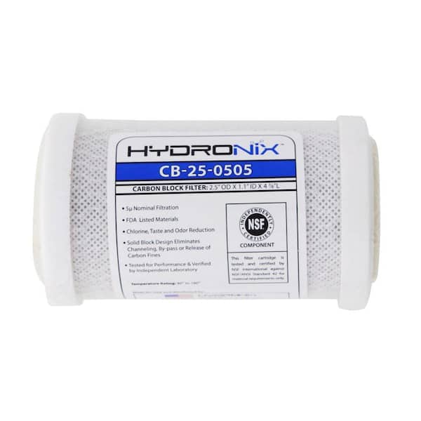 HYDRONIX CB-25-0505 2.5 in. x 4-7/8 in. 5 Micron NSF Carbon Block Filter