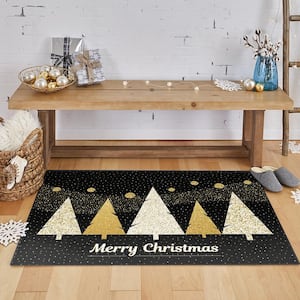 Merry Polkadot Gold 1 ft. 6 in. x 2 ft. 6 in. Machine Washable Holiday Area Rug