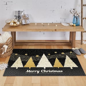 1pc Christmas Welcome Mat, Non-slip And Washable Winter Rug For