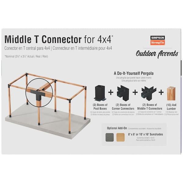 Outdoor Accents Sage System Black Powder-Coated Middle T Connector for 4x4 with Screws