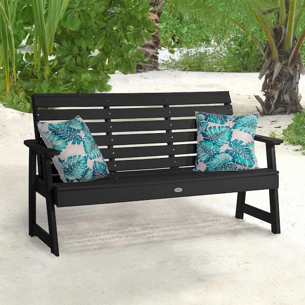 Highwood Riverside 5 ft. 2-Person Black Sand Recycled Plastic Garden Bench
