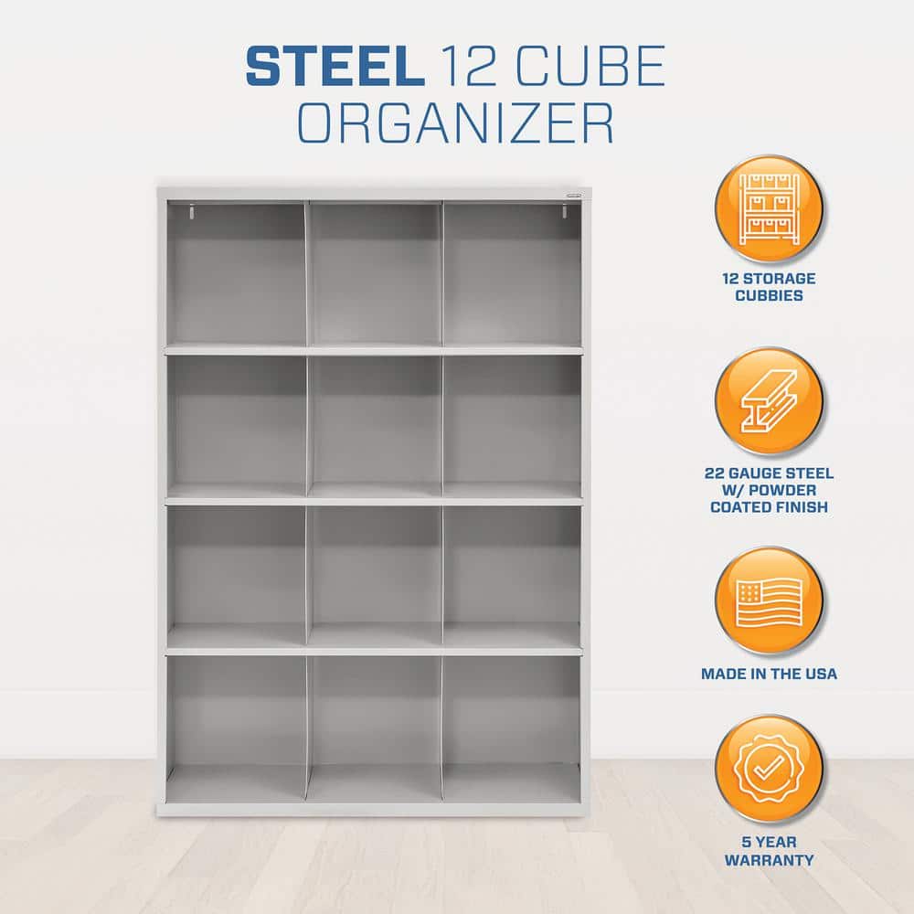 Adjustable Dove Gray Wooden 12-Compartment Storage Organizer