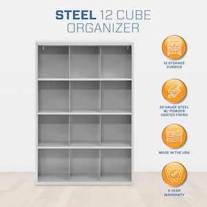 Steel 12-Cube Organizer in Dove Gray (66 in. H x 46 in. W x 18 in. D)