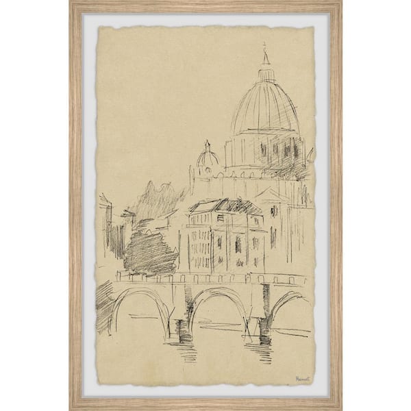 Unbranded "St. Peter Cathedral Sketch" by Marmont Hill Framed Architecture Art Print 24 in. x 16 in.