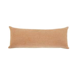 Butter Rum Brown Solid Cozy Poly-fill 14 in. x 36 in. Lumbar Throw Pillow