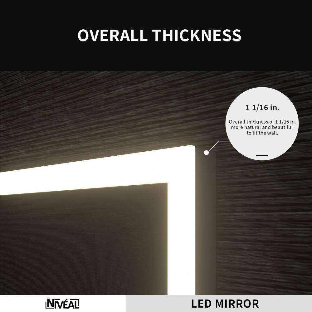 Clear 60" x 36" Frameless LED Bathroom Vanity Mirror