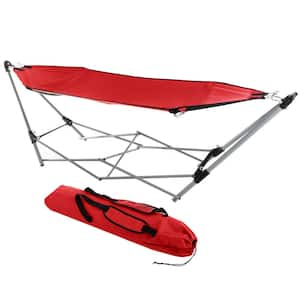 7.8 ft. Portable Free Standing Hammock with Stand in Red