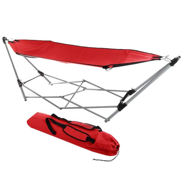 Unbranded 7.8 ft. Portable Free Standing Hammock with Stand in Red