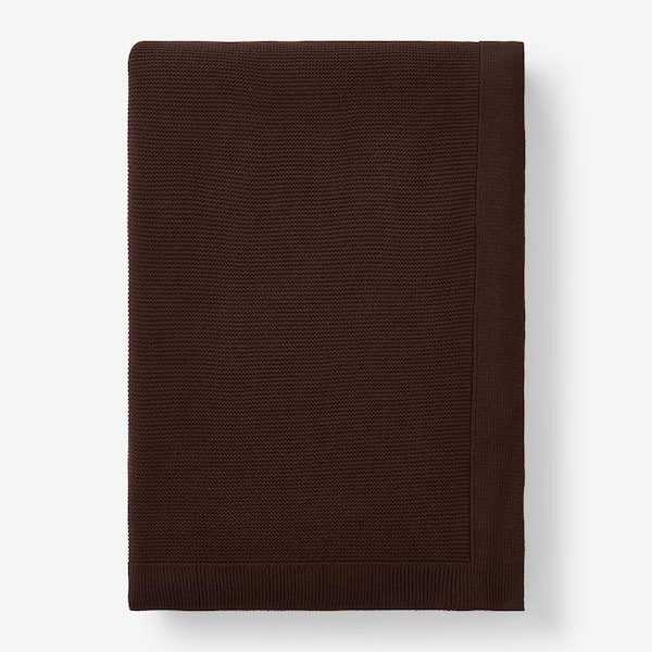 The Company Store Classic All Season Breathable Cotton Knit Brown Cotton King Blanket