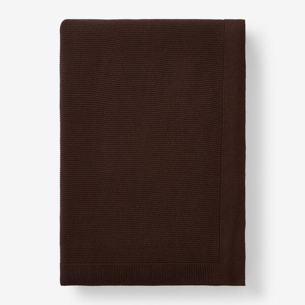 The Company Store Montclair Knit Brown Cotton Twin Blanket