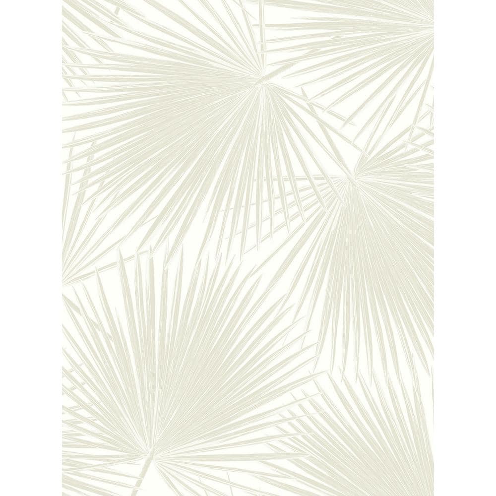 Sea Salt Vinyl Palm Leaf Peel and Stick Wallpaper Roll