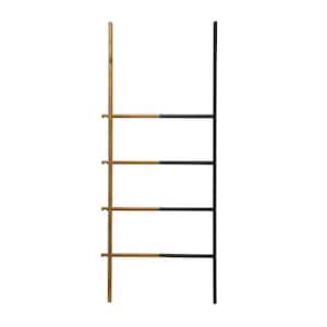 63 in. Natural and Black Modern Metal and Wood 2-Tone Ladder